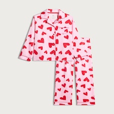 F&F Girls Heart Print Pyjama Set in Pink Multi