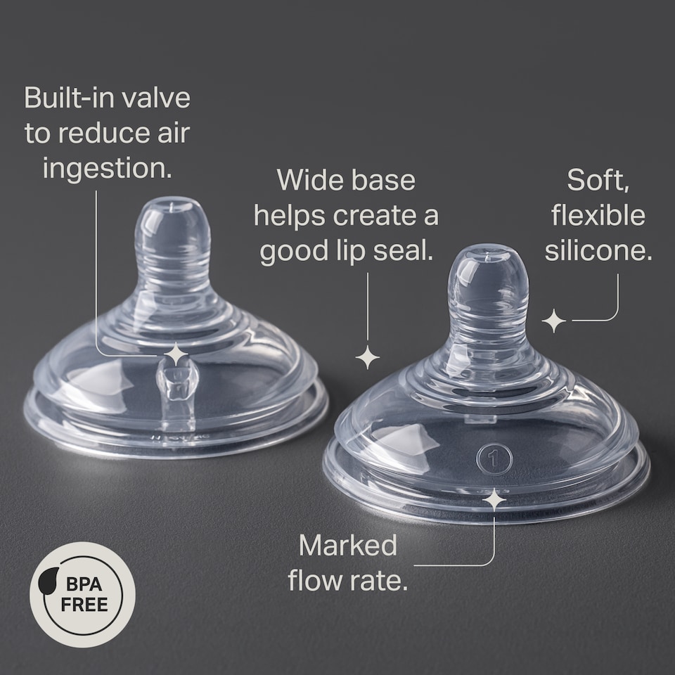 image 1 of Tommee Tippee Natural Start Baby Bottle Teats Fast Flow 6m+ 2 Pack