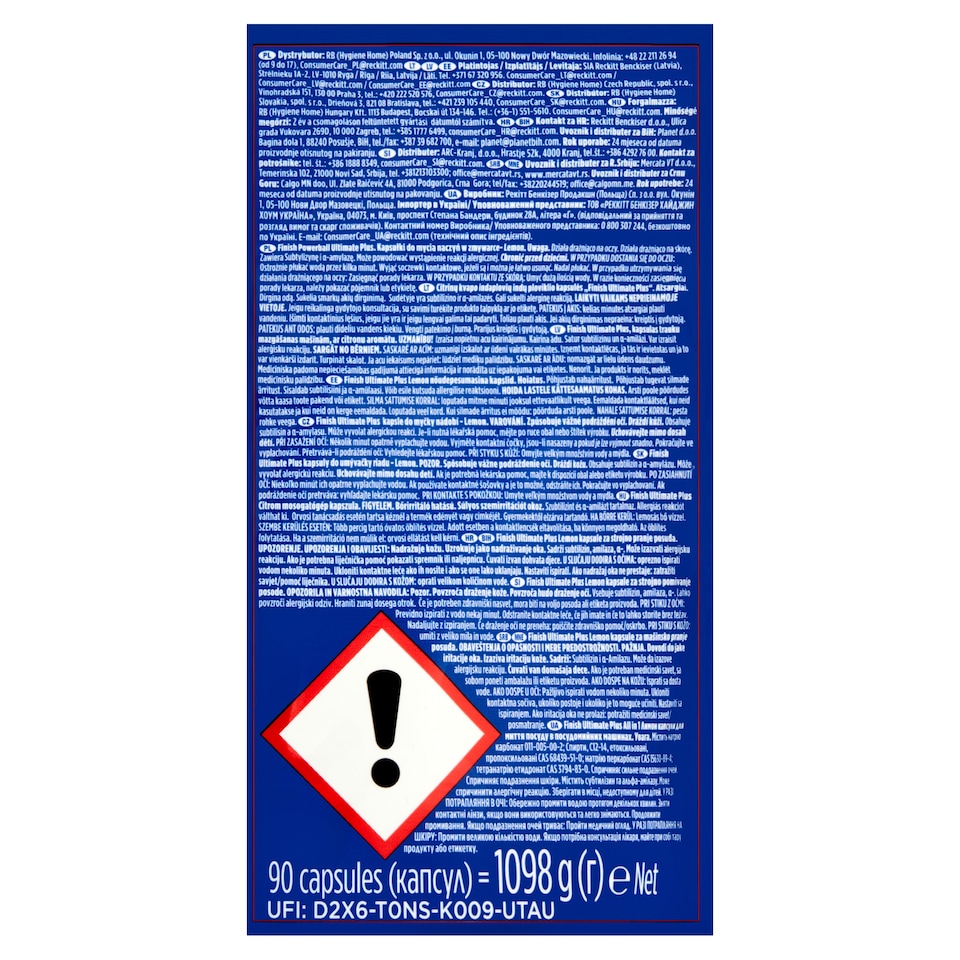 Obrázek 1 pro produkt Finish Ultimate Plus kapsle do myčky nádobí - Lemon 90 ks