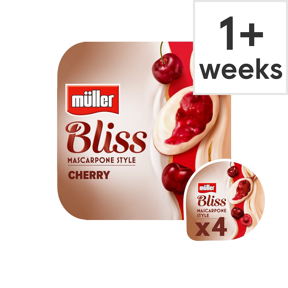 Muller Bliss Mascarpone Cherry Yogurts 4 x 110g