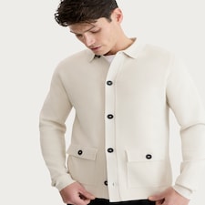 F&F Knitted Patch Pocket Relaxed Fit Button Up Cardigan in Ecru