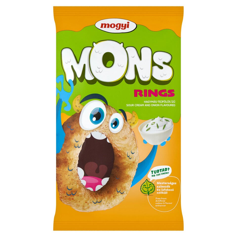 Mogyi Mons Rings Sour Cream and Onion Flavoured Corn Snack 70 g