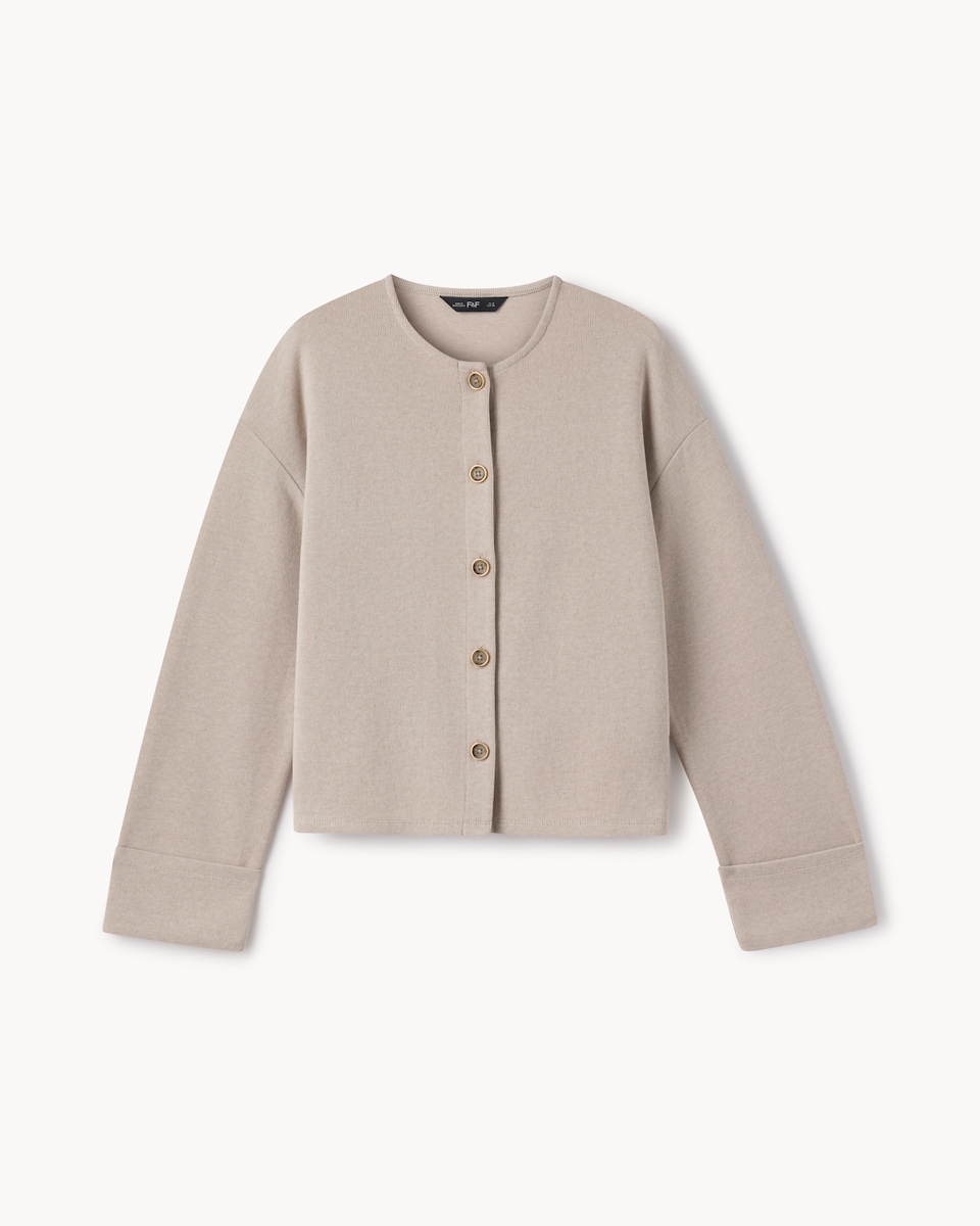 image 1 of F&F Brushed Cardigan and Trousers Set in Neutral