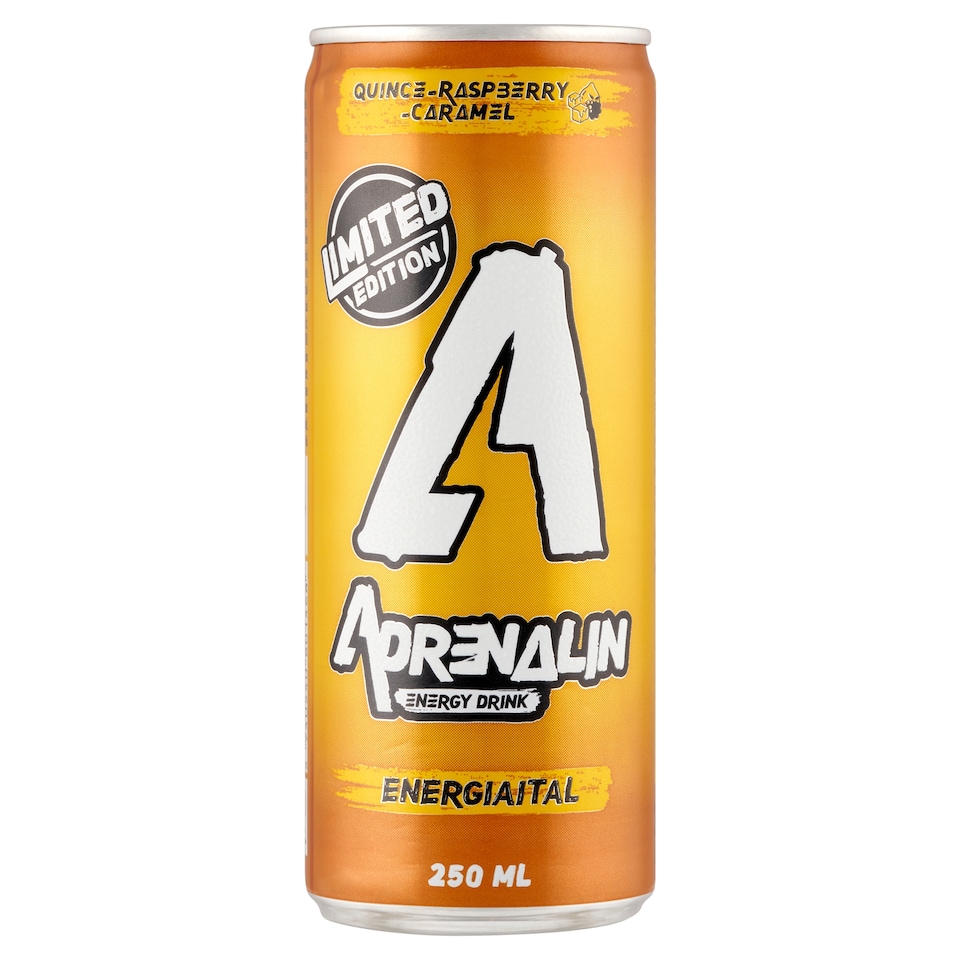 Adrenalin birsalma-málna-karamell ízű szénsavas energiatal 250 ml  1. kép