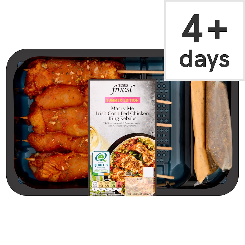 Tesco Finest Marry Me Irish Corn Fed Chicken King Kebabs 580g