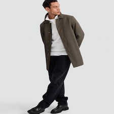 F&F Single Breasted Shower Resistant Overcoat in Khaki
