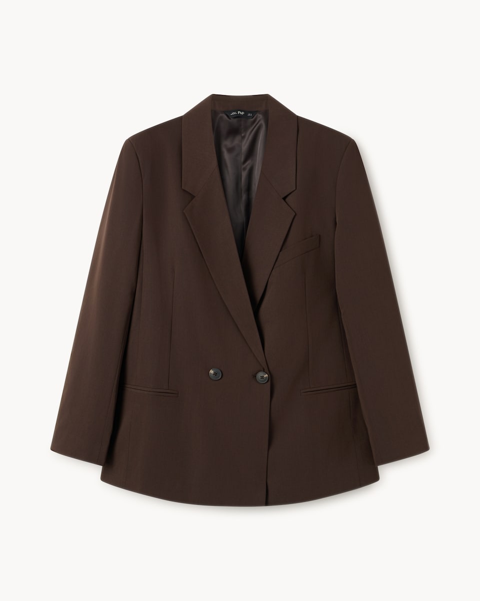image 1 of F&F Tailored Double Breasted Blazer in Brown