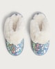 image 2 of F&F Girls Sequin Faux Fur Trim Mule Slippers in Blue