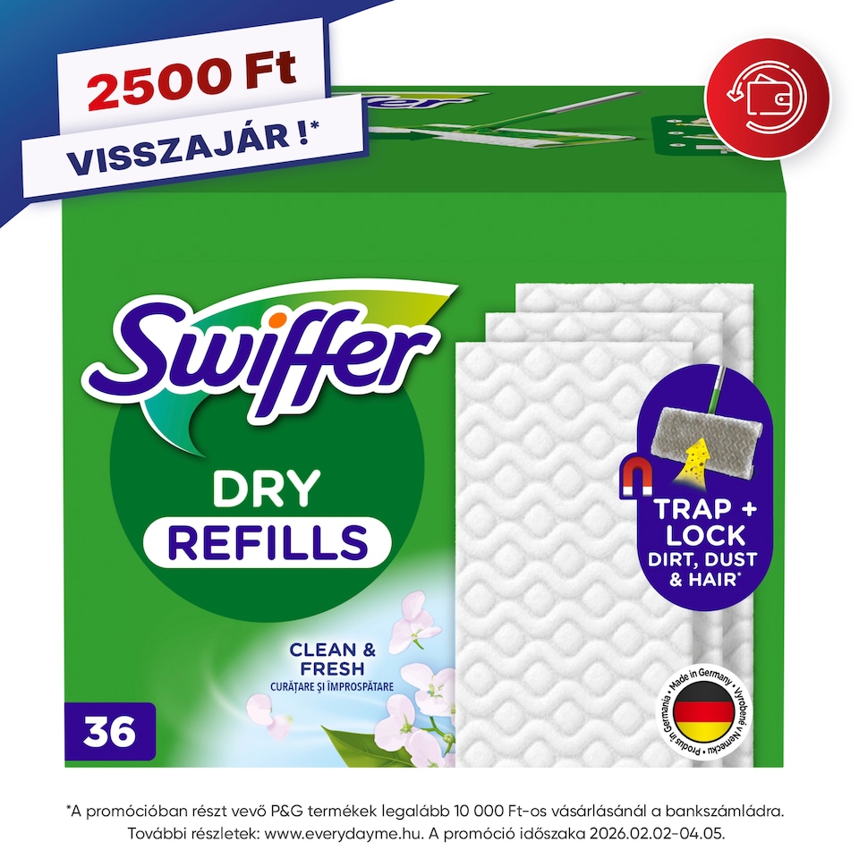 Swiffer Sweeper Száraz Padlótörlő Utántöltő, 36 db, Összegyűjti És Magába Zárja A Port  1. kép