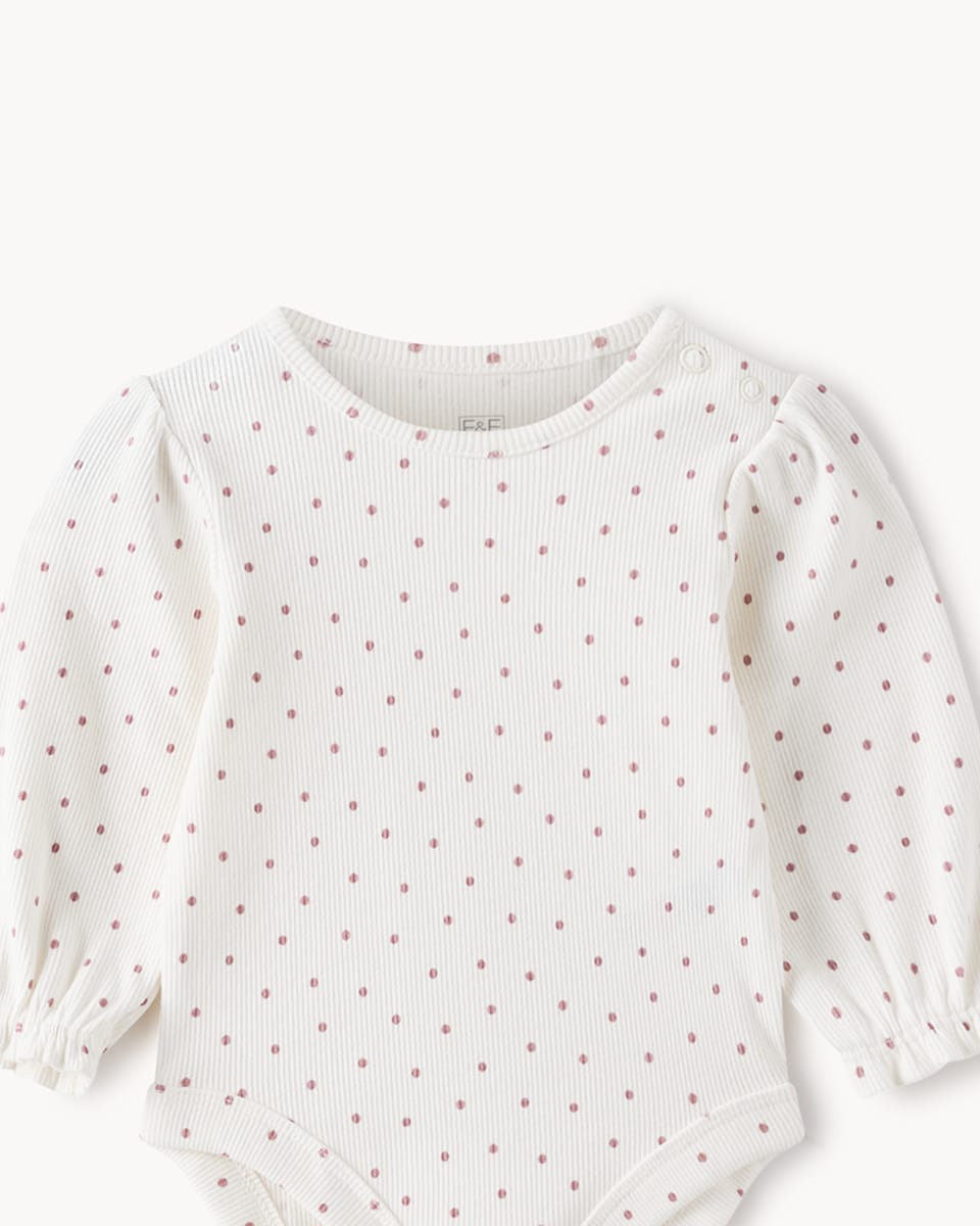 image 1 of F&F Baby Cotton Rich Bodysuit, Pinafore Dress and Tights Set in Pink