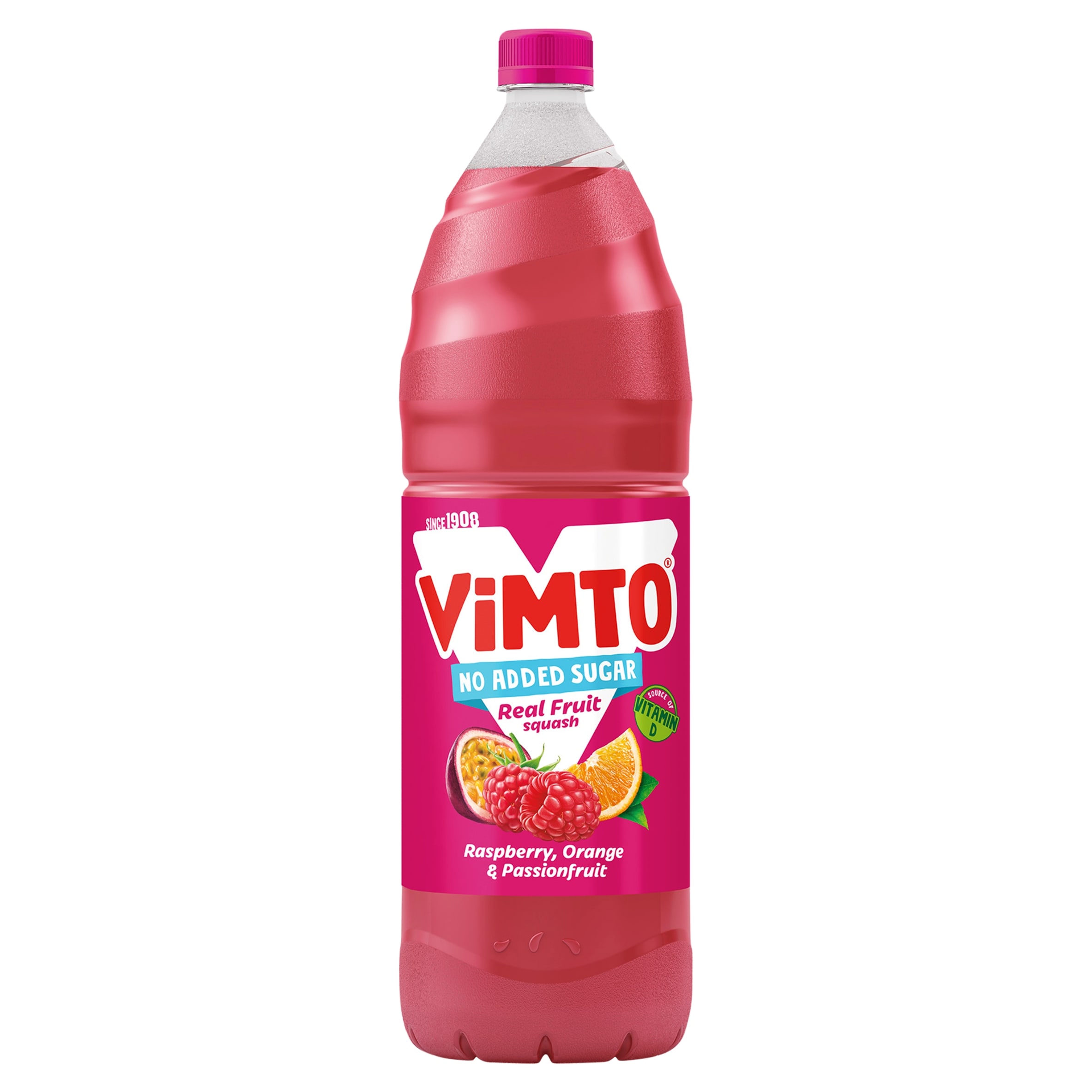Vimto Raspberry, Orange and Passionfruit No Added Sugar Real Fruit Squash 2L