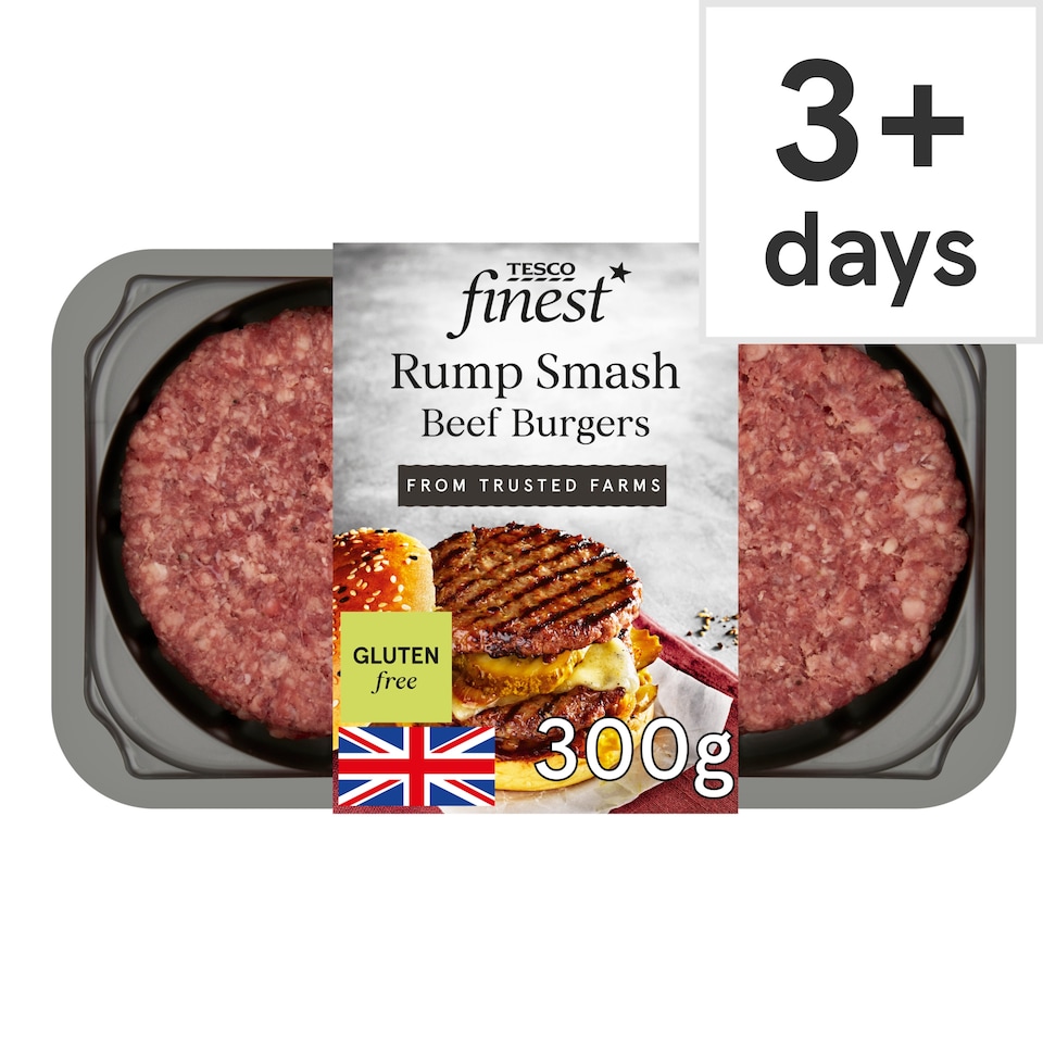 Tesco Finest Rump Smash Beef Burgers 300G