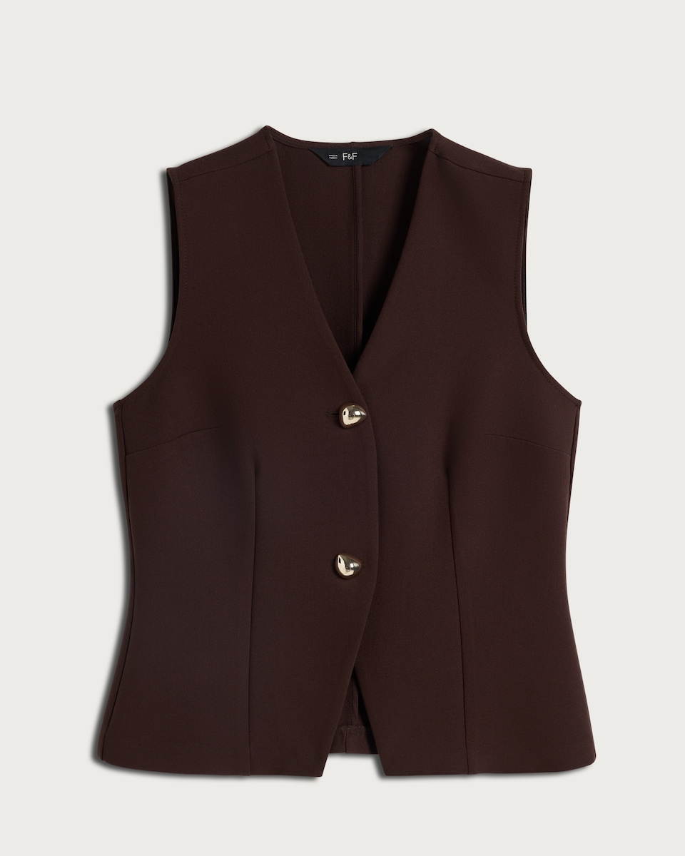 F&F Tailored Button Front Co-ord Waistcoat in Brown