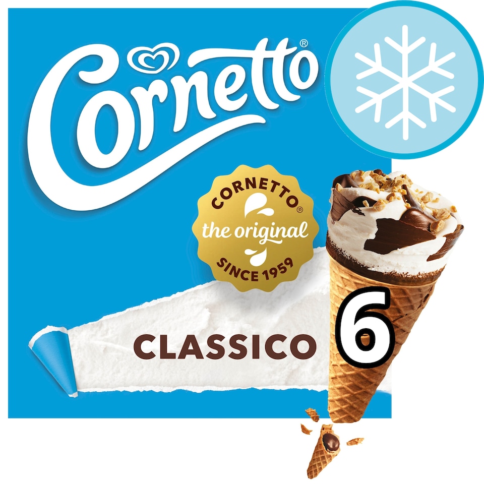 image 1 of Cornetto Classic Ice Cream Cones 6x90ml