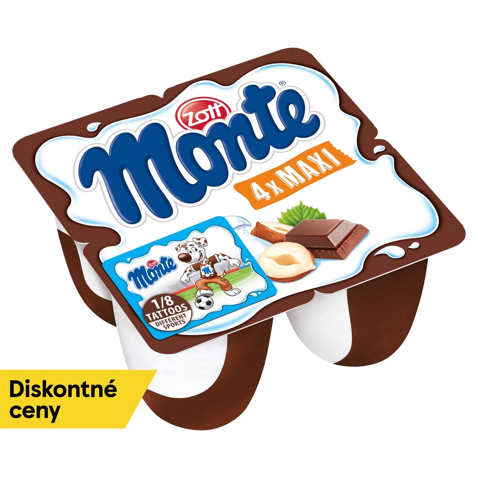 obrázok 1 z Zott Monte Maxi mliečny dezert čokoládový s lieskovými orieškami 4 x 100 g (400 g)