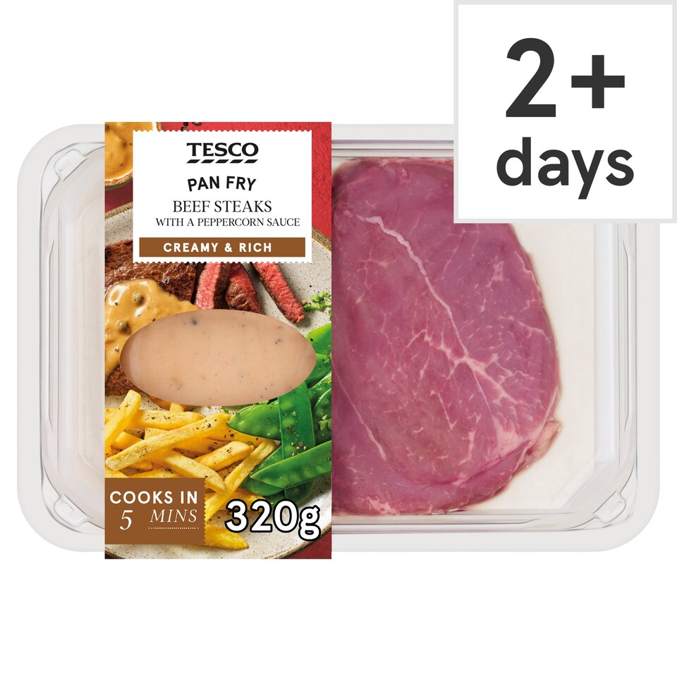Tesco Beef Steaks with Peppercorn Sauce 320g Tesco Groceries