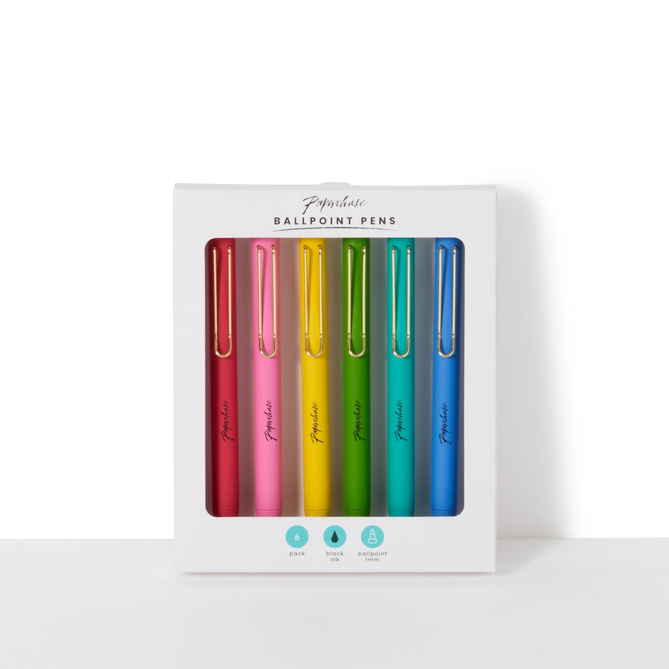 image 1 of Paperchase Rainbow Set of 6 Metal Pens