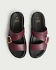 image 2 of F&F Cross Strap Buckle Detail Sandals in Burgundy
