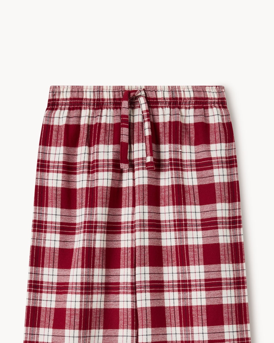 image 1 of Christmas Unisex Pure Cotton Waffle Henley Checked Pyjama Set in Red