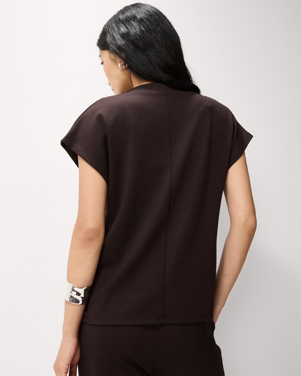 image 1 of F&F Cowl Neck T-Shirt in Brown