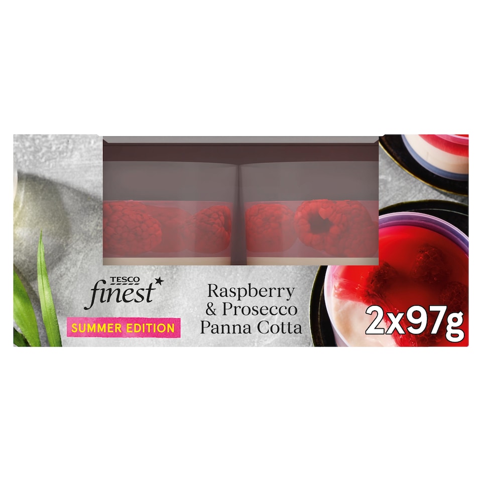 image 1 of Tesco Finest 2 Raspberry & Prosecco Panna Cotta 194g