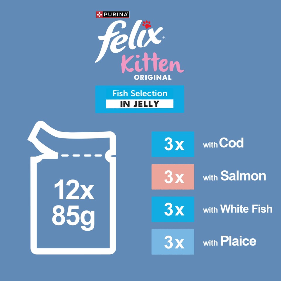 image 1 of Felix Original Kitten Fish Selection in Jelly Wet Cat Food 12x85g