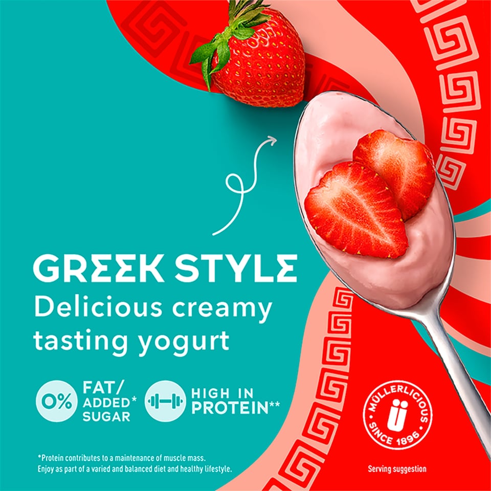 image 1 of Muller Light Greek Style Strawberry Yogurt 4X115g