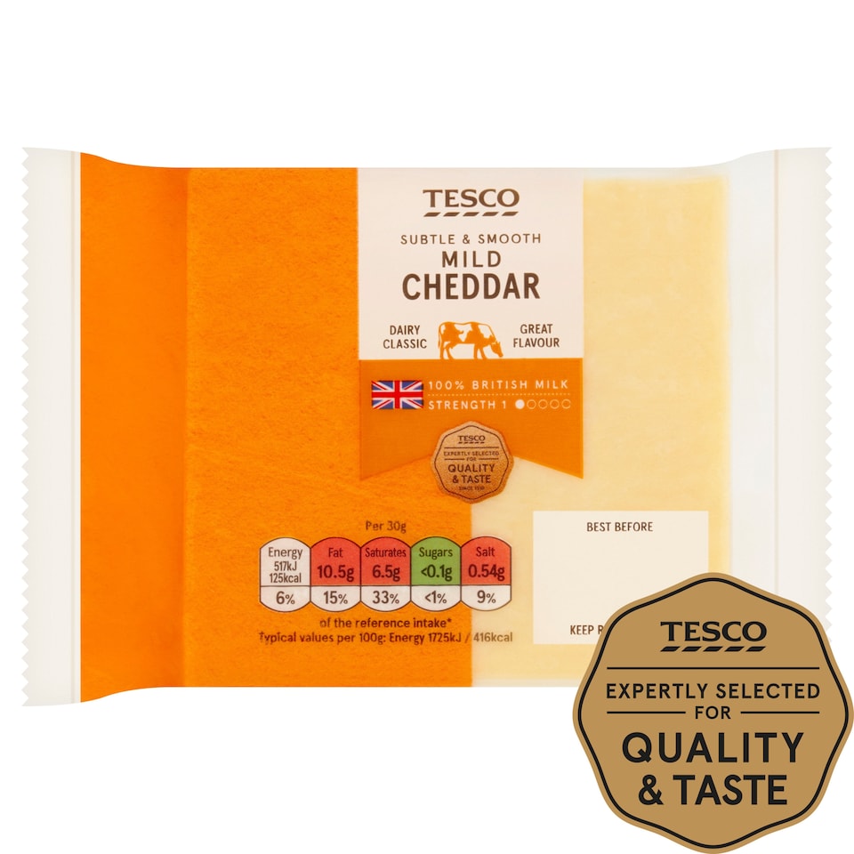 Tesco British Mild Cheddar Cheese 220G