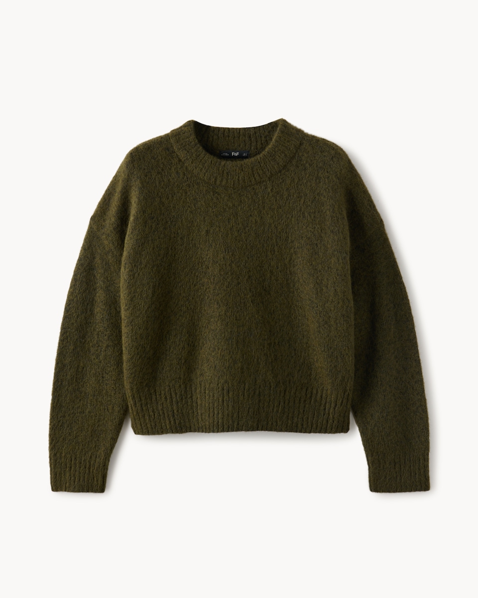 image 1 of F&F Cropped Knitted Jumper in Olive