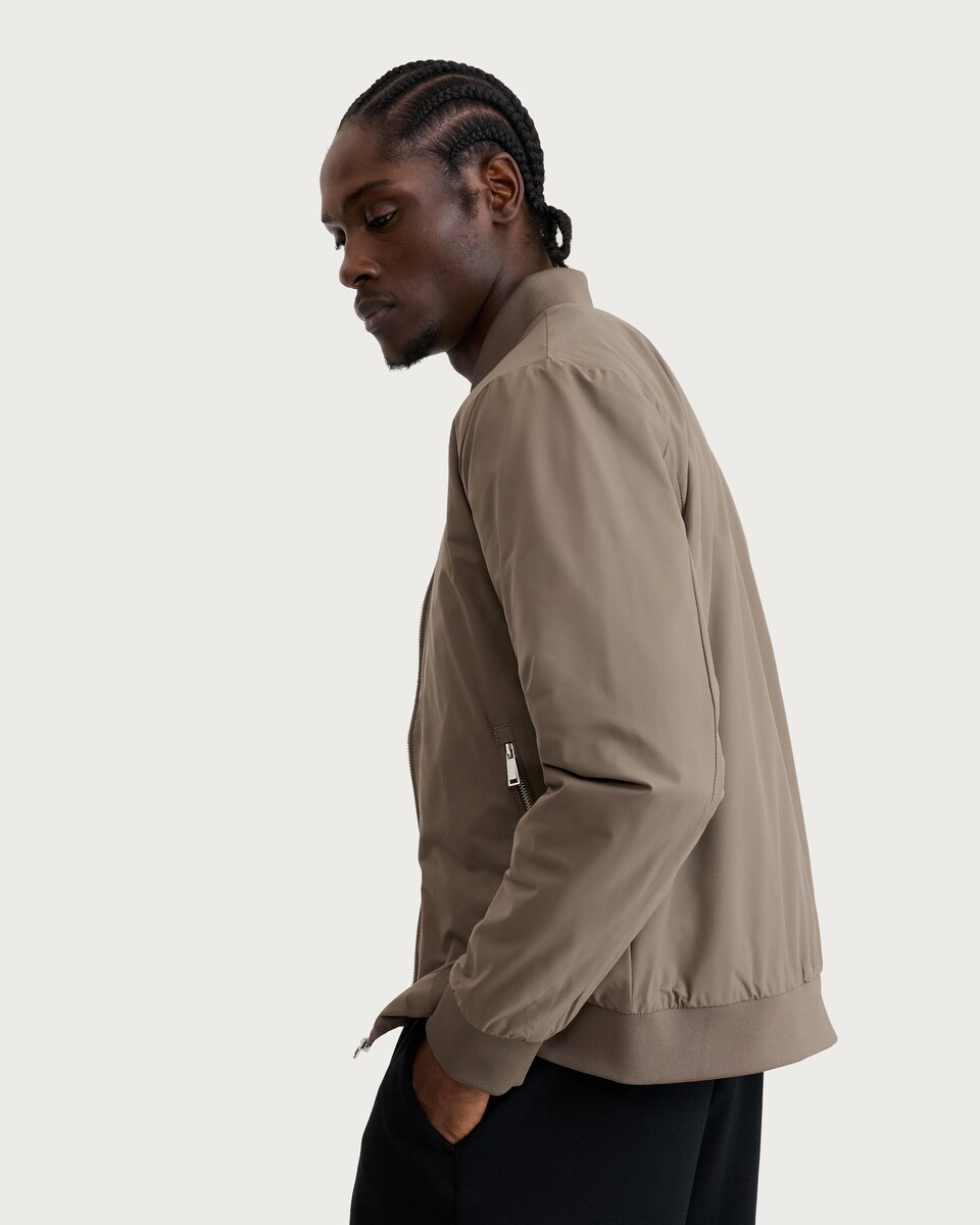 image 1 of F&F Padded Zip Up Bomber Jacket in Nude