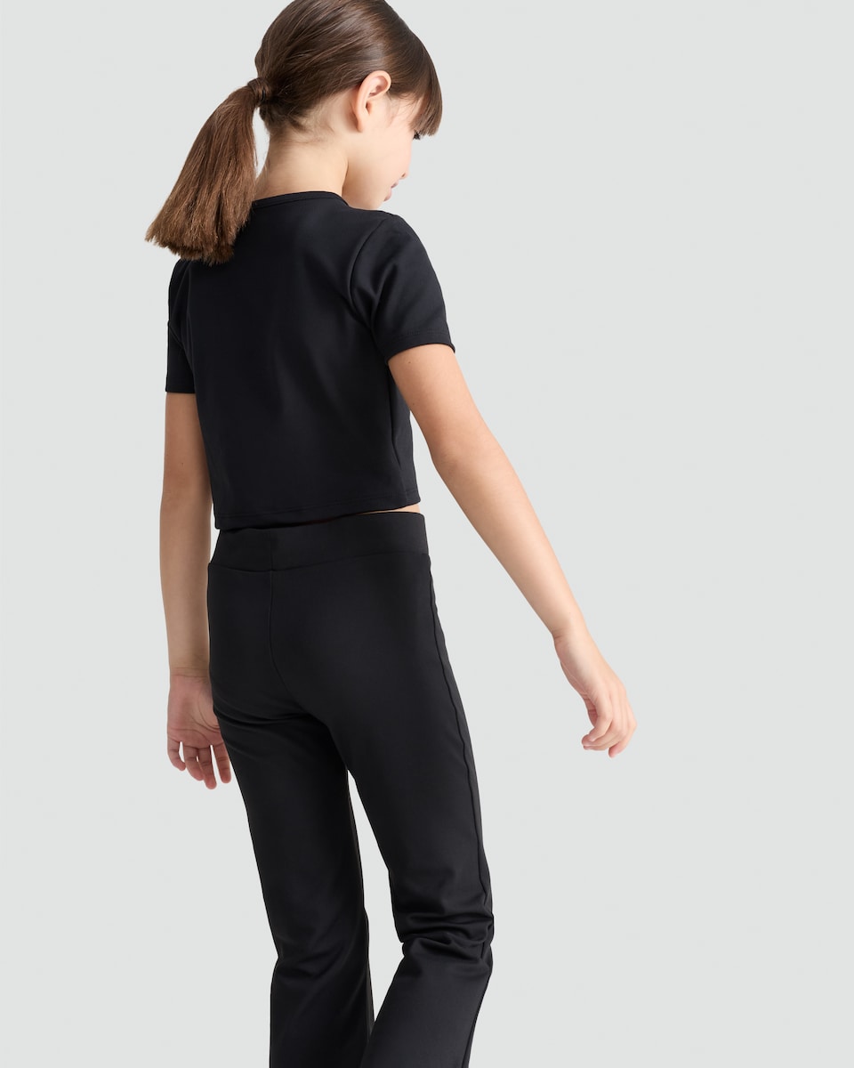 image 1 of F&F Active Cropped Short Sleeved T-Shirt in Black