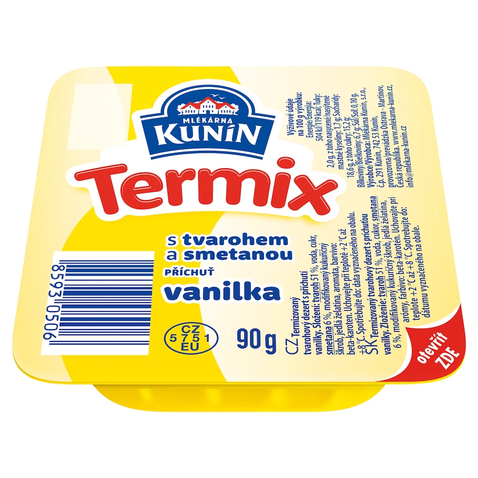 Mlékárna Kunín Termix Curd Dessert with Vanilla Flavor 90 g