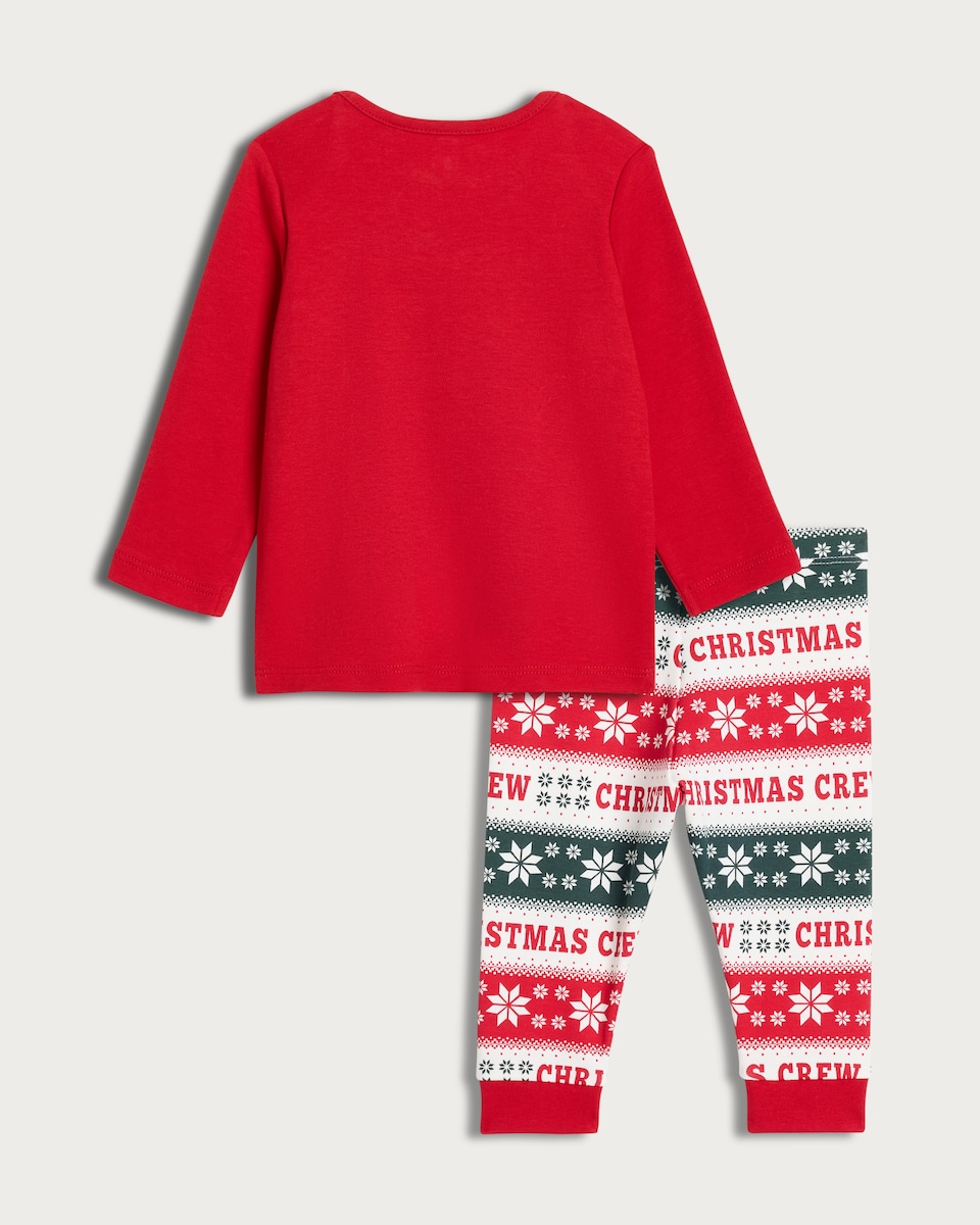 image 1 of F&F Baby Christmas Crew Matching Family Christmas Pyjamas in Red