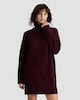 image 1 of F&F Knitted Roll Neck Jumper Dress with Wool in Burgundy