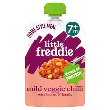 Little Freddie Organic Mild Veggie Chilli with Beans & Lentils Baby Food Pouch Single 7m+ 130g