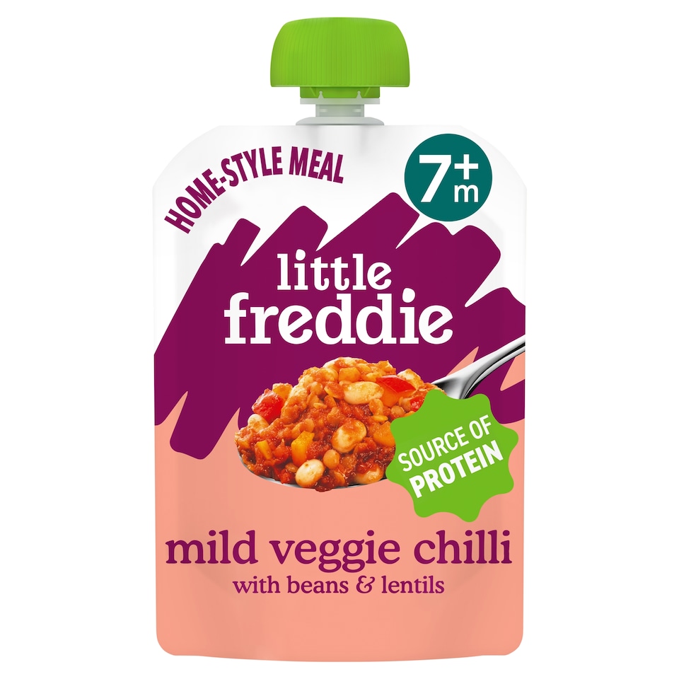 Little Freddie Organic Mild Veggie Chilli with Beans & Lentils Baby Food Pouch Single 7m+ 130g