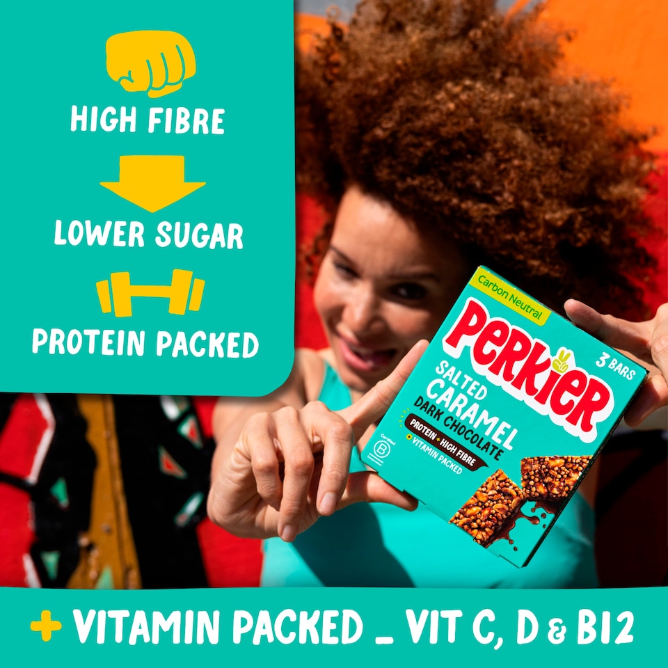 image 1 of Perkier Protein Bars - Salted Caramel Dark Chocolate 3 Pack 37g