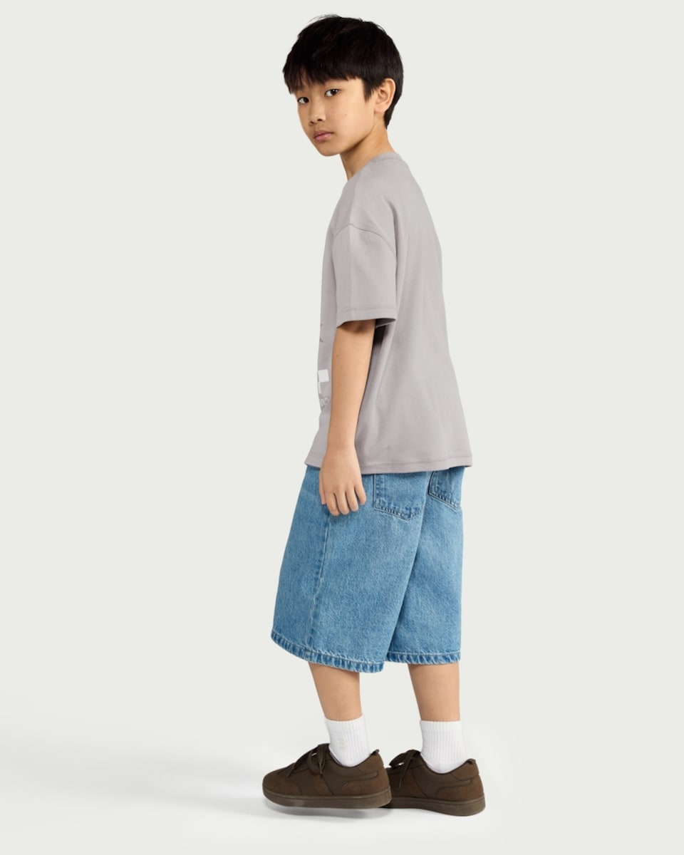 image 1 of F&F Boys Pure Cotton Chill Oversized Fit T-Shirt in Grey