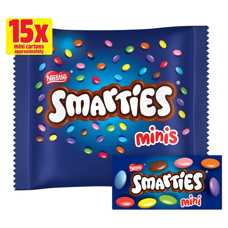 image 1 of Smarties Mini Cartons Chocolate 15 Pack Multipack 216g
