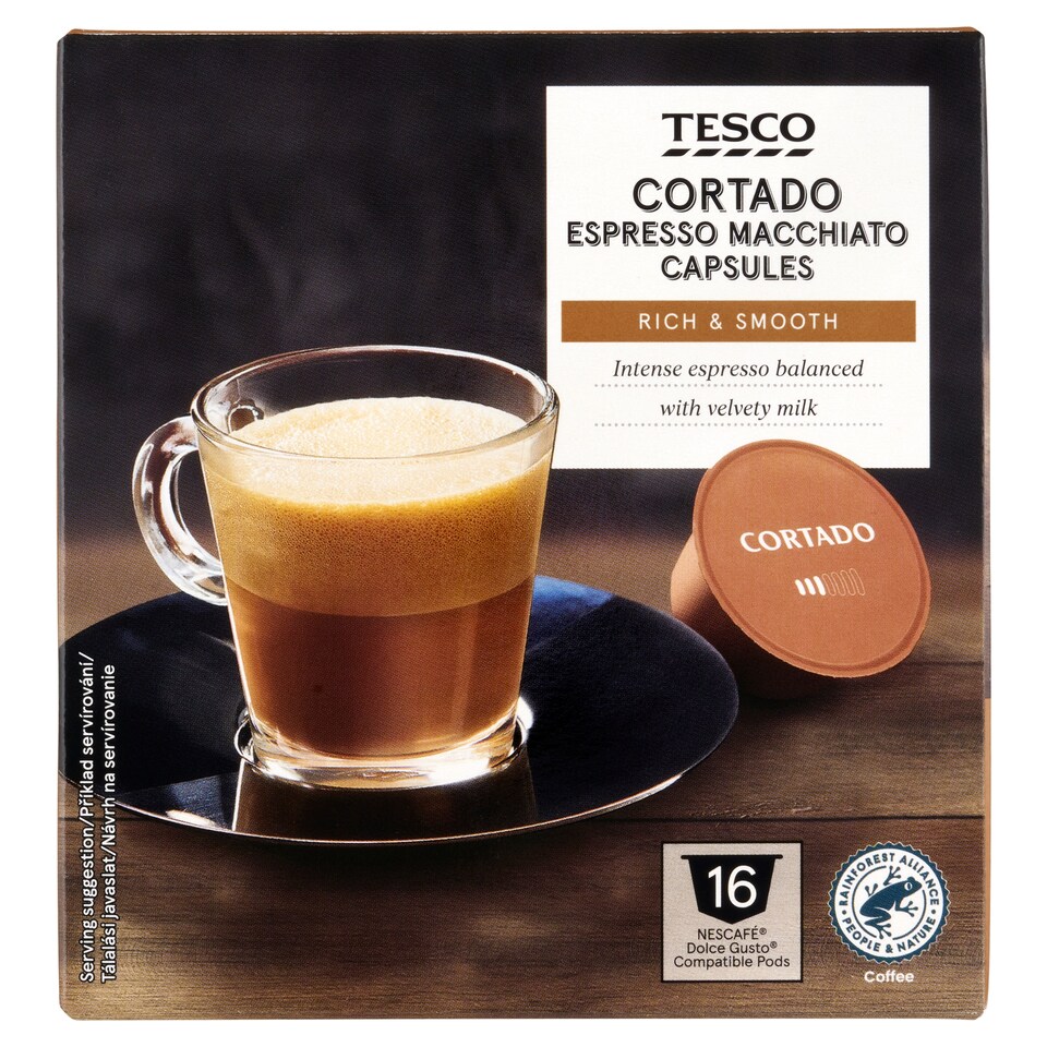 Tesco Cortado Espresso Macchiato Capsules 16 x 6.3 g (100.8 g)