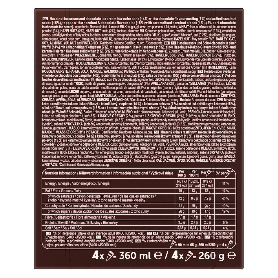 image 1 of Cornetto MAX Hazelnut & Chocolate 4 x 90 ml