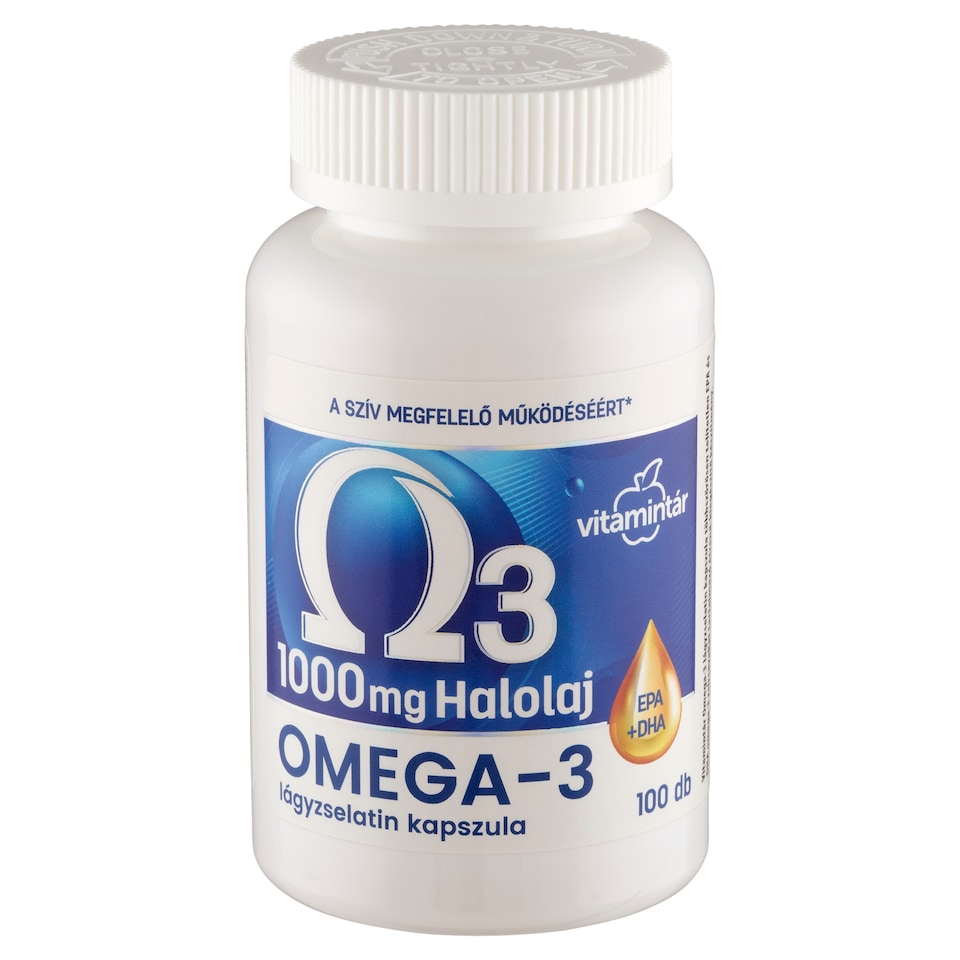 Vitamintár Omega-3 1000 mg halolaj étrend-kiegészítő lágyzselatin kapszula 100 x 1,35 g 1. kép