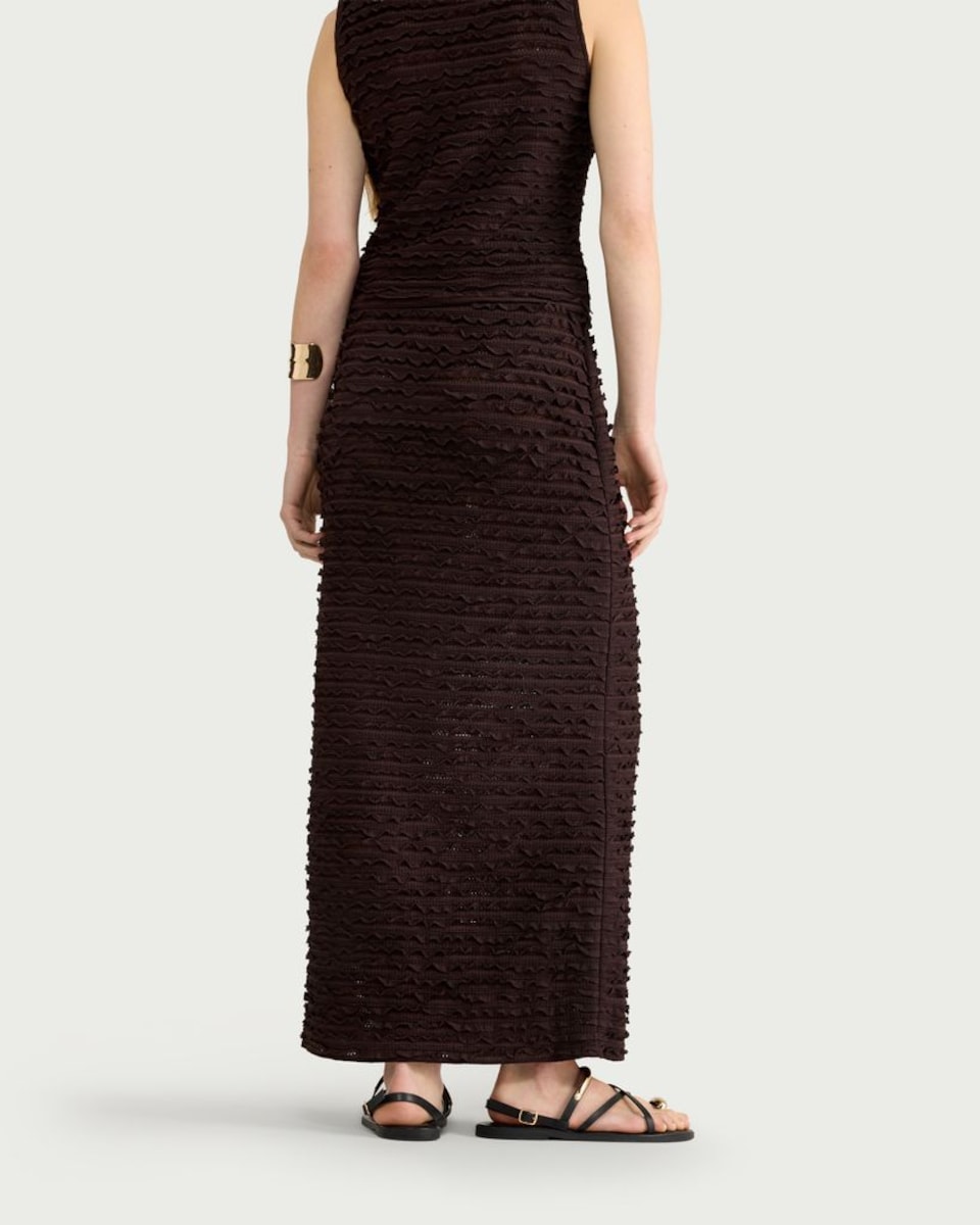 image 1 of F&F Textured Co-ord Midi Skirt in Brown