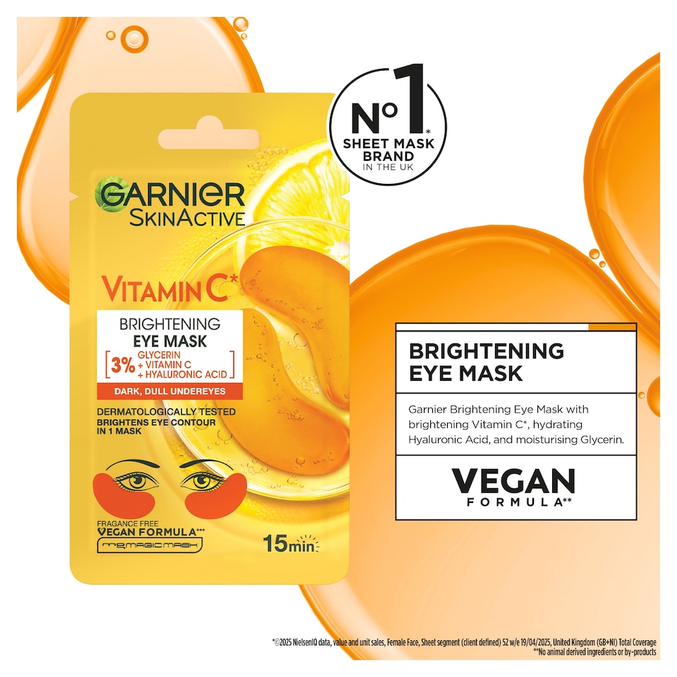 image 1 of Garnier SkinActive Brightening Eye Mask with Vitamin C 5g