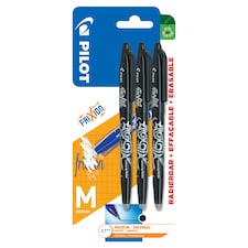 Pilot Frixion Rollerball Black Pens Stationery 3 Pack