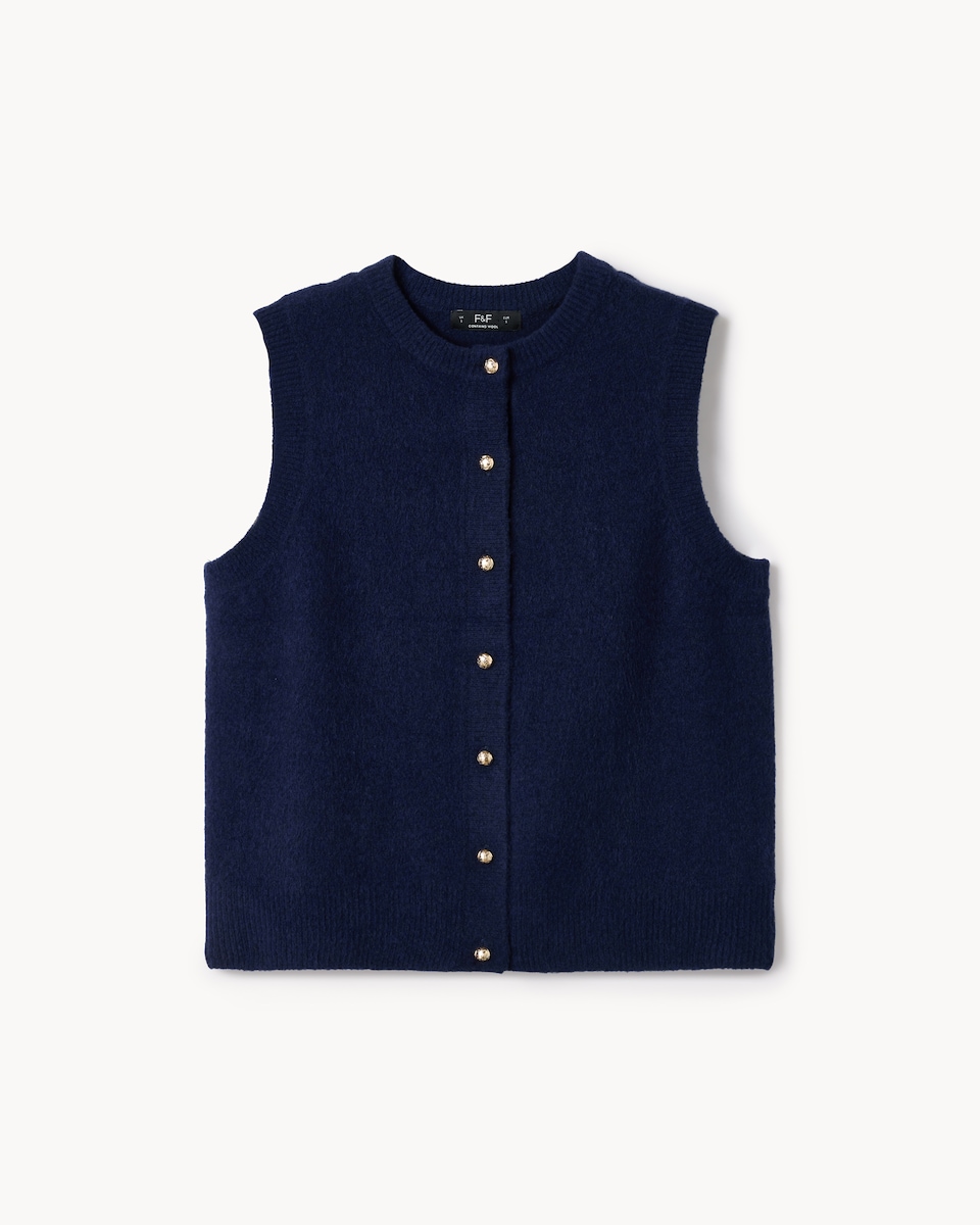 F&F Knitted Crew Neck Vest in Navy