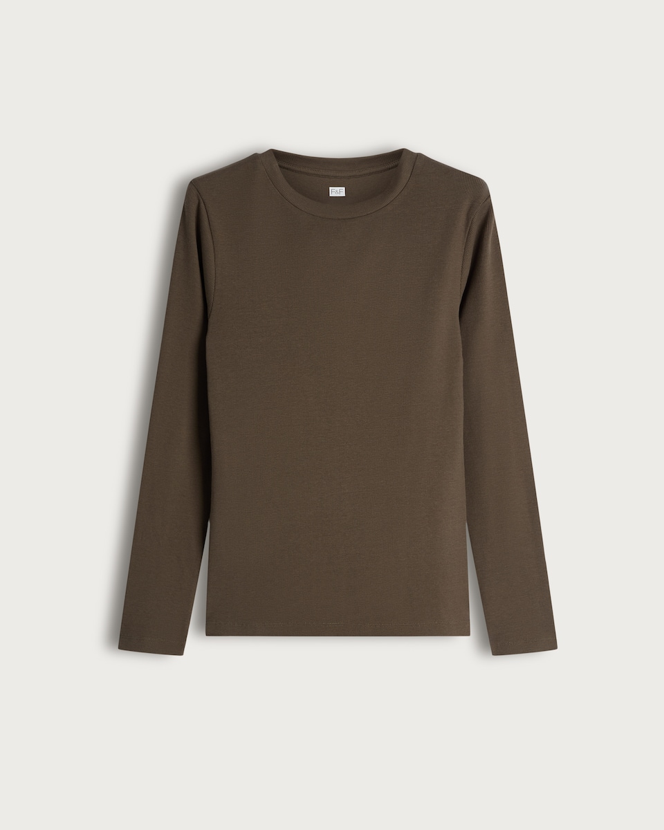 F&F Cotton Rich Long Sleeved Top in Olive