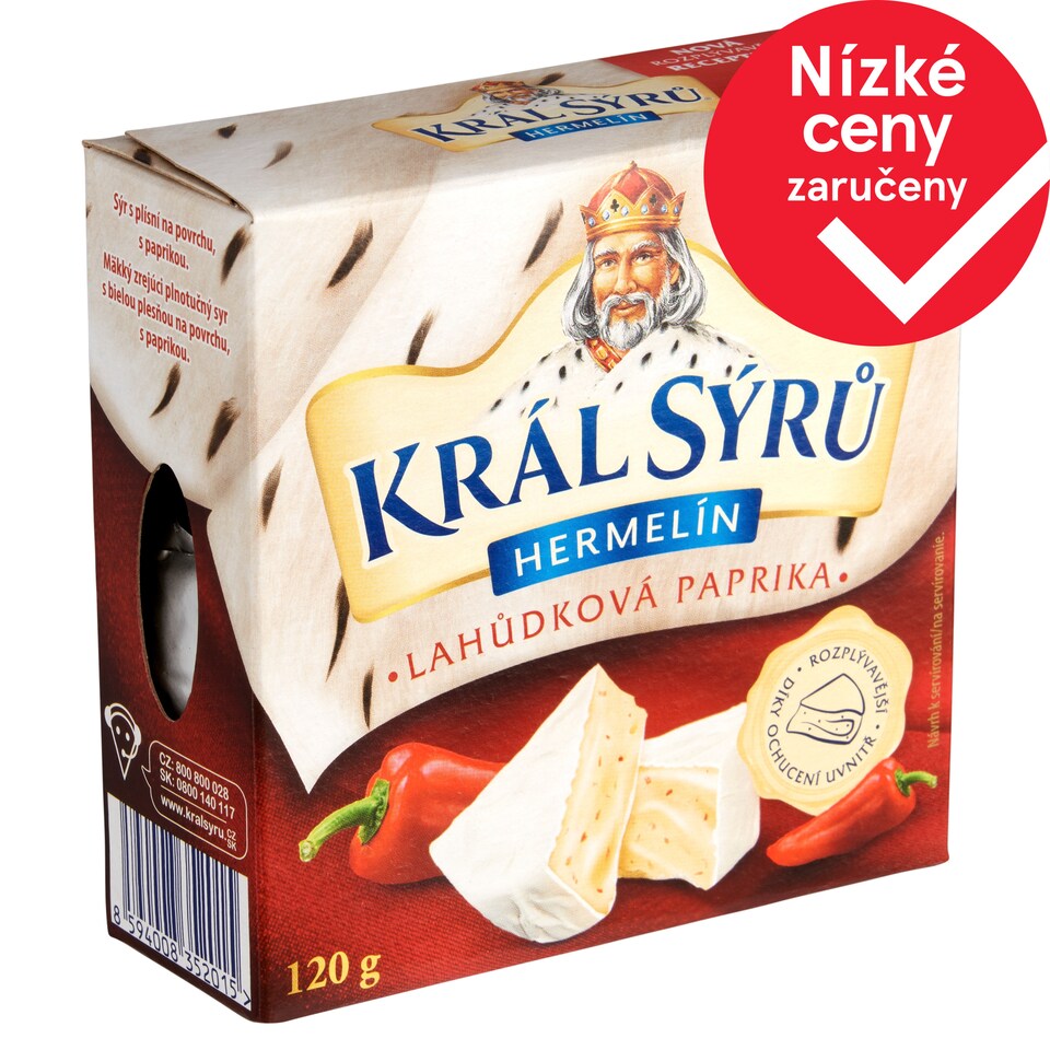 Král Sýrů Hermelín lahůdková paprika 120g
