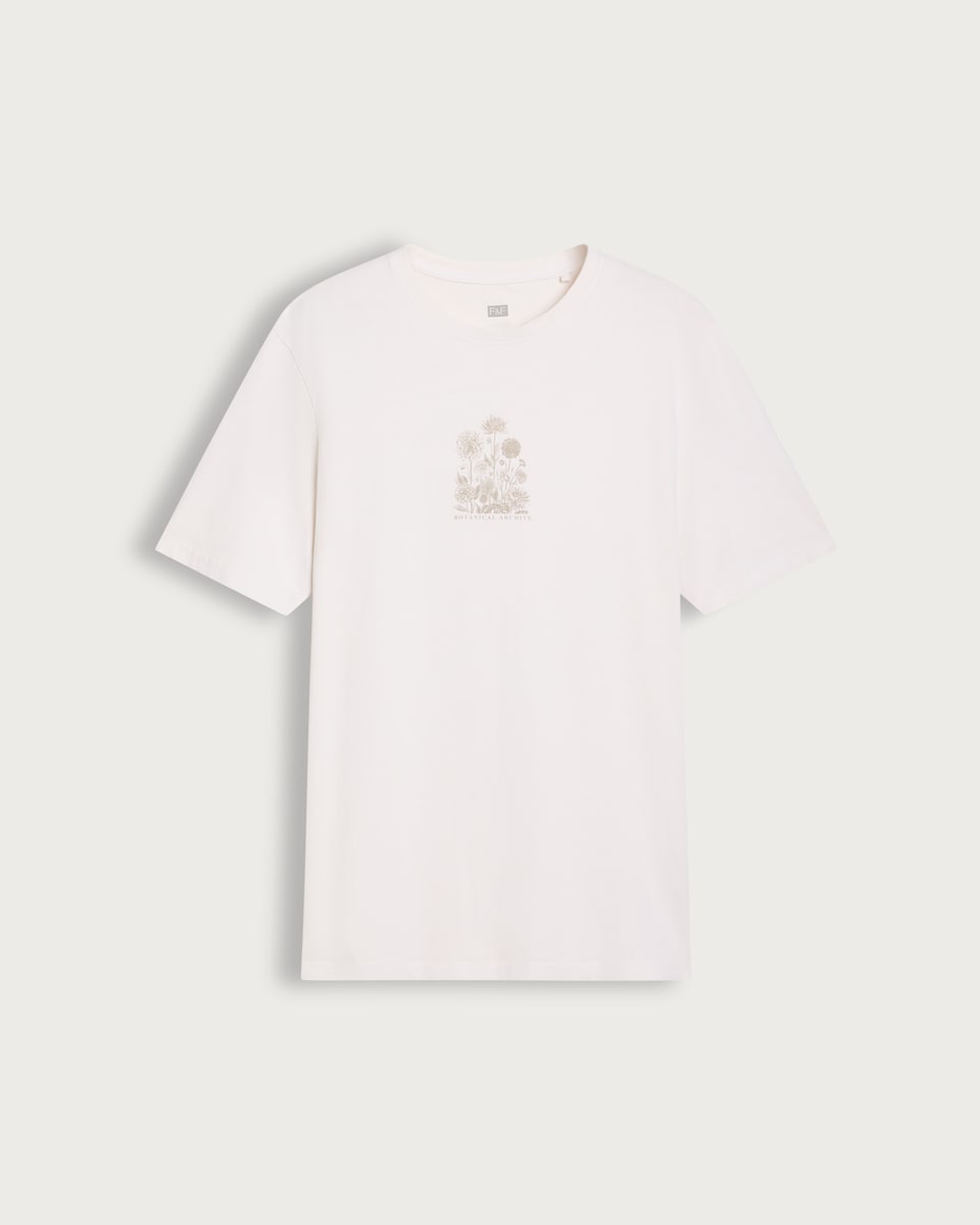 image 1 of F&F Pure Cotton Botanical Archive Print T-Shirt in White