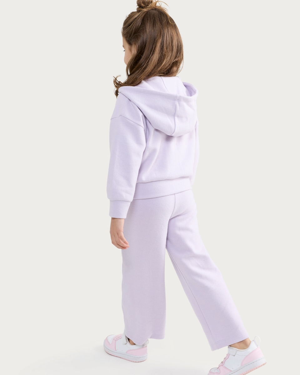image 1 of F&F Girls Cotton Blend Zip Through Hoodie and Joggers Set in Lilac